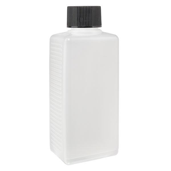 250ml neliskanttinen pullo PE natural, korkilla 250ml neliskanttinen pullo PE natural, korkilla