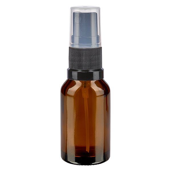 Apteekkipullo ruskea 15ml suihkutuslisäosa musta Apteekkipullo ruskea 15ml suihkutuslisäosa musta