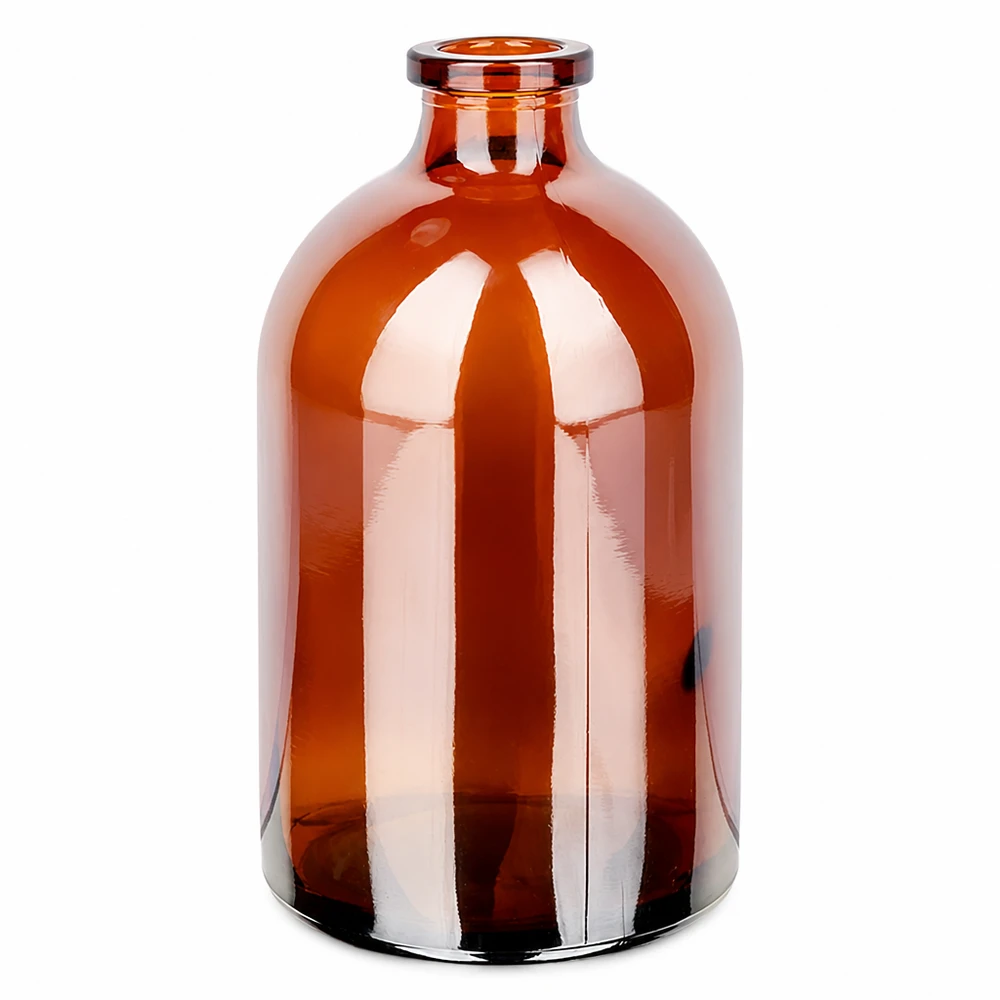 Medizinische Injektionsflasche 100ml in Braunglas mit glatter Oberfläche und stabilem Flachboden