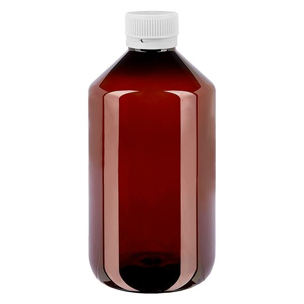 PET-pullo 500ml, jossa on valkoinen uurrettu korkki, jossa on peukaloinninestokorkki. PET-pullo 500ml, jossa on valkoinen uurrettu korkki, jossa on peukaloinninestokorkki.