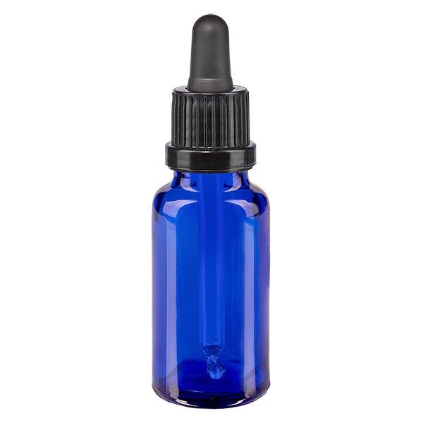 Apteekkipullo sininen 20ml pipettipullo musta peukaloinnin estävä suljin Apteekkipullo sininen 20ml pipettipullo musta peukaloinnin estävä suljin