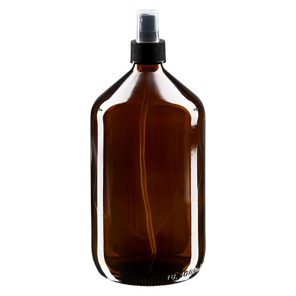 Euro lääkepullo 1000ml. ruskea PP28 mustalla sumuttimella varustettu Euro lääkepullo 1000ml. ruskea PP28