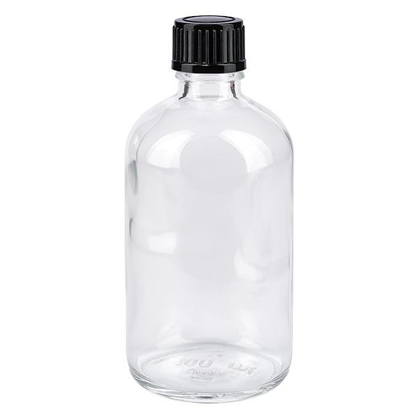 Apteekkipullo kirkas 100ml tippakorkki 1mm musta vakio 1mm Apteekkipullo kirkas 100ml tippakorkki 1mm musta vakio 1mm