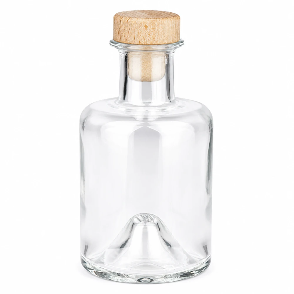 200ml Glasflasche "Sofia" mit Holzgriff-Korken UNiTWIST 200ml lasipullo Sofia puukahvalla korkki UNiTWIST läpinäkyvä tyhjä Tuotekuva valkoisella pohjalla