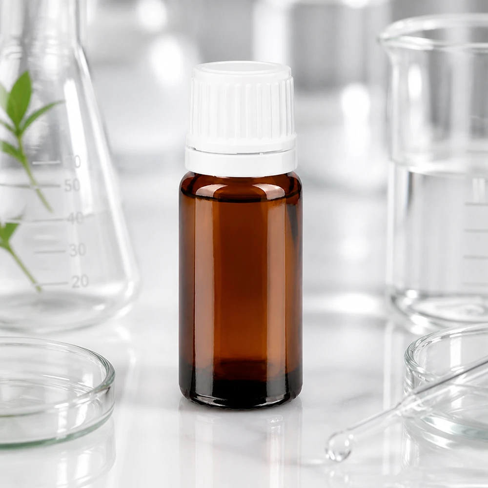 Apteekkipullo ruskea 10ml tiputuskorkki 1.2mm valkoinen väärentämisen estävä korkki Keltainen 10 ml:n lasipullo, jossa on valkoinen kierrekorkki ja ohut 0,7 mm:n tippausaukko