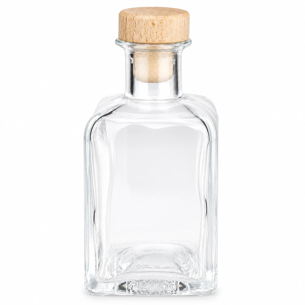 200ml lasipullo Clara puukorkki tyhjä läpinäkyvä suorakulmainen korkki korkki koristeellinen pullo koristeellinen pullo