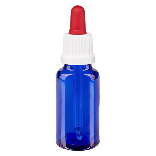 Apteekkipullo sininen 20ml pipetti valkoinen/punainen tamper-evident sulkeminen Apteekkipullo sininen 20ml pipetti valkoinen/punainen tamper-evident sulkeminen