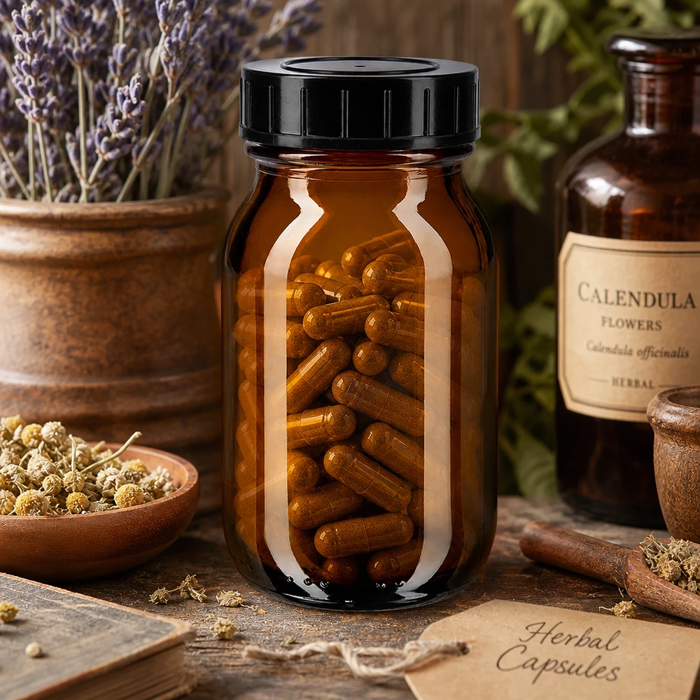 100ml leveäkaulainen meripihkainen pullo, jossa on kierrekorkki. Meripihkanvärinen 100ml laajakaulainen lasipullo, jossa on käytännöllinen kierrekorkki kapseleille ja tableteille.