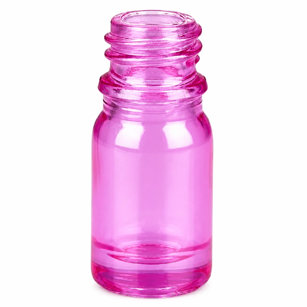 Pieni violetti muovipullo 5ml, jossa on kierrekierre UT18/5 nenäsumutteita ja -tippoja varten.