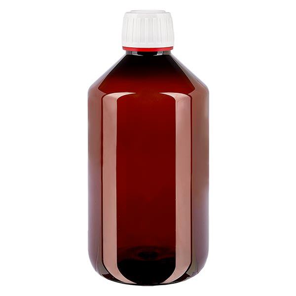 PET-pullo 500ml, jossa on valkoinen peukaloitu korkki, hienojuovitettu PET-pullo 500ml, jossa on valkoinen peukaloitu korkki, hienojuovitettu