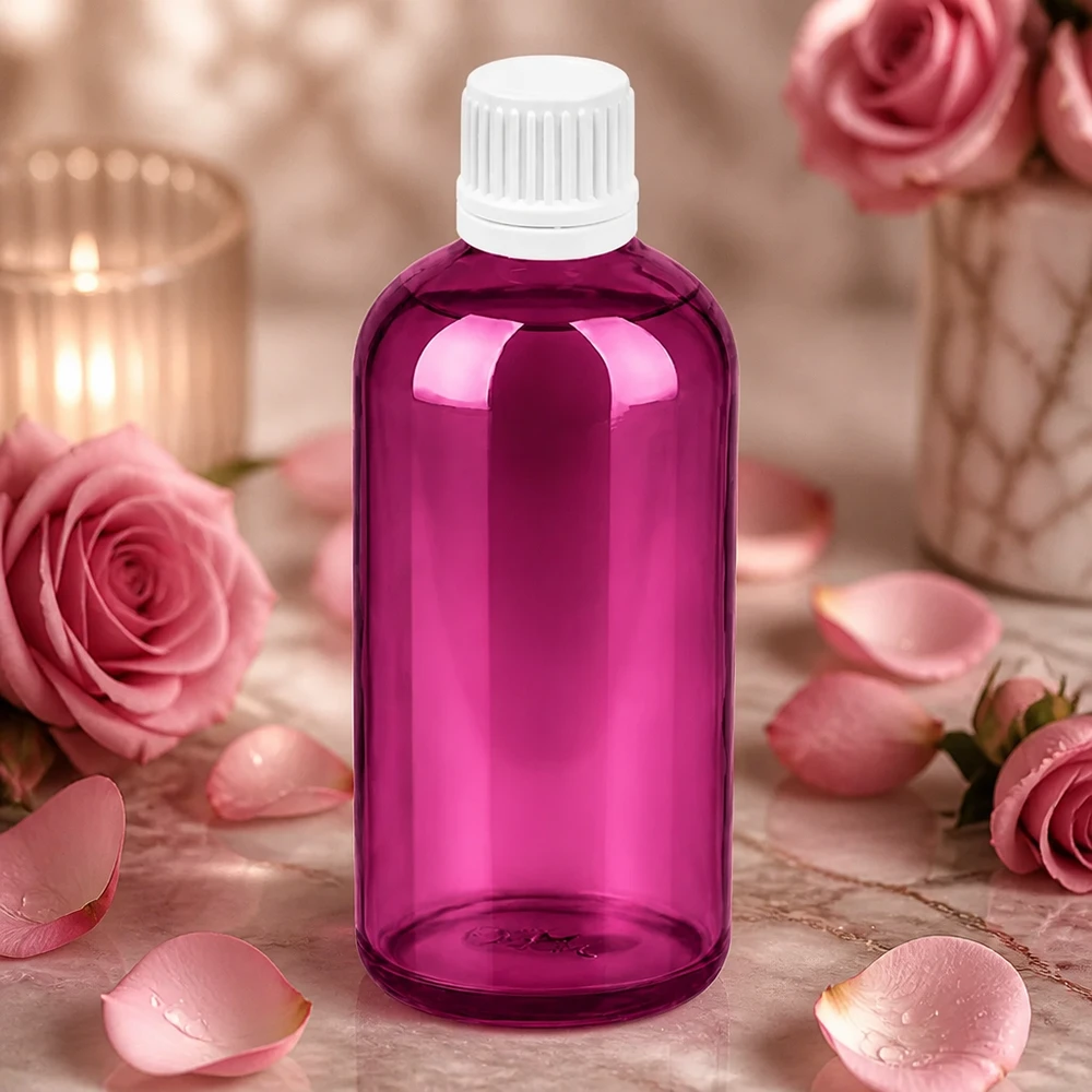 100ml tippapullo 0,7mm valkoinen Originality kierrekorkki PurpleLine UT18/100 PurpleLine UT18/100 Pieni 100ml tippapullo tyylikkäässä violetissa värissä valkoisella ruuvikorkilla kosmetiikkaan ja hoitotuotteisiin.