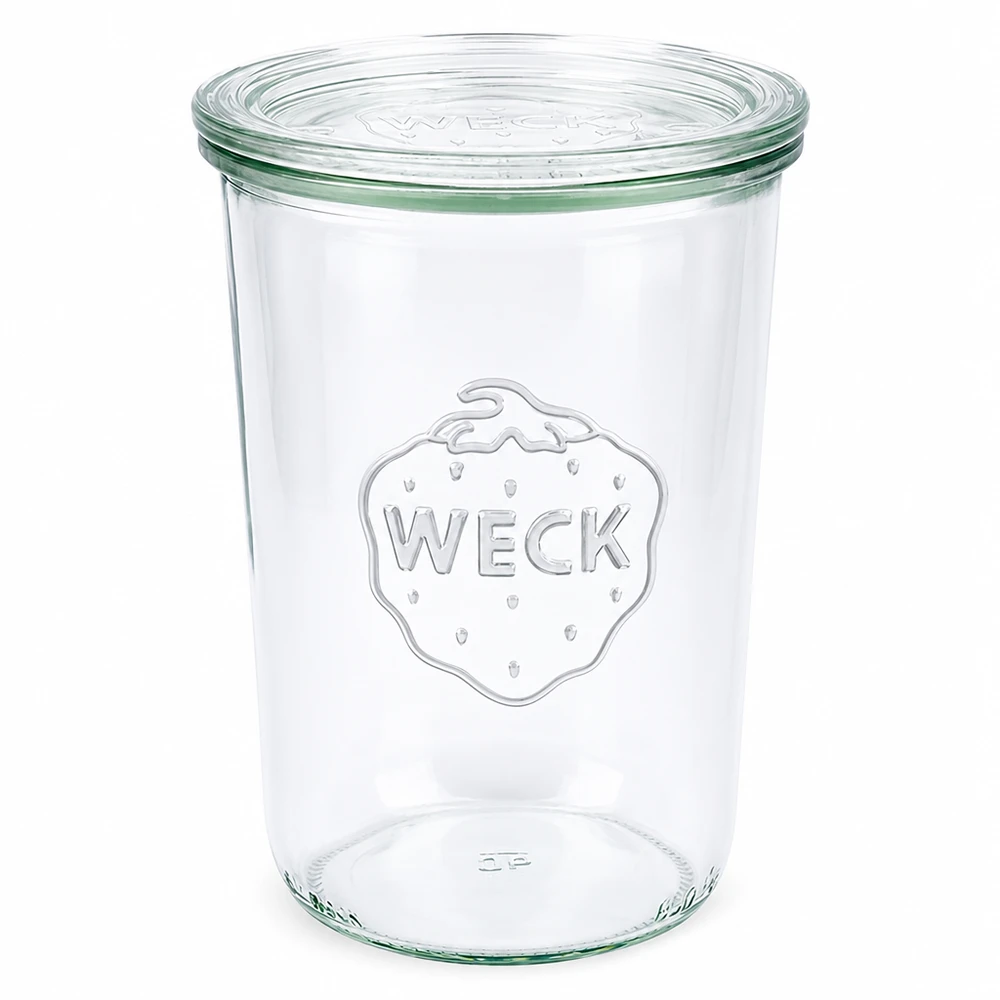 850 ml:n lasipurkki lasikannella, WECK RR100 WECK lasikannelliset 850ml lasikupit RR100 säilöntäpurkki läpinäkyvä WECK-logolla säilöntään