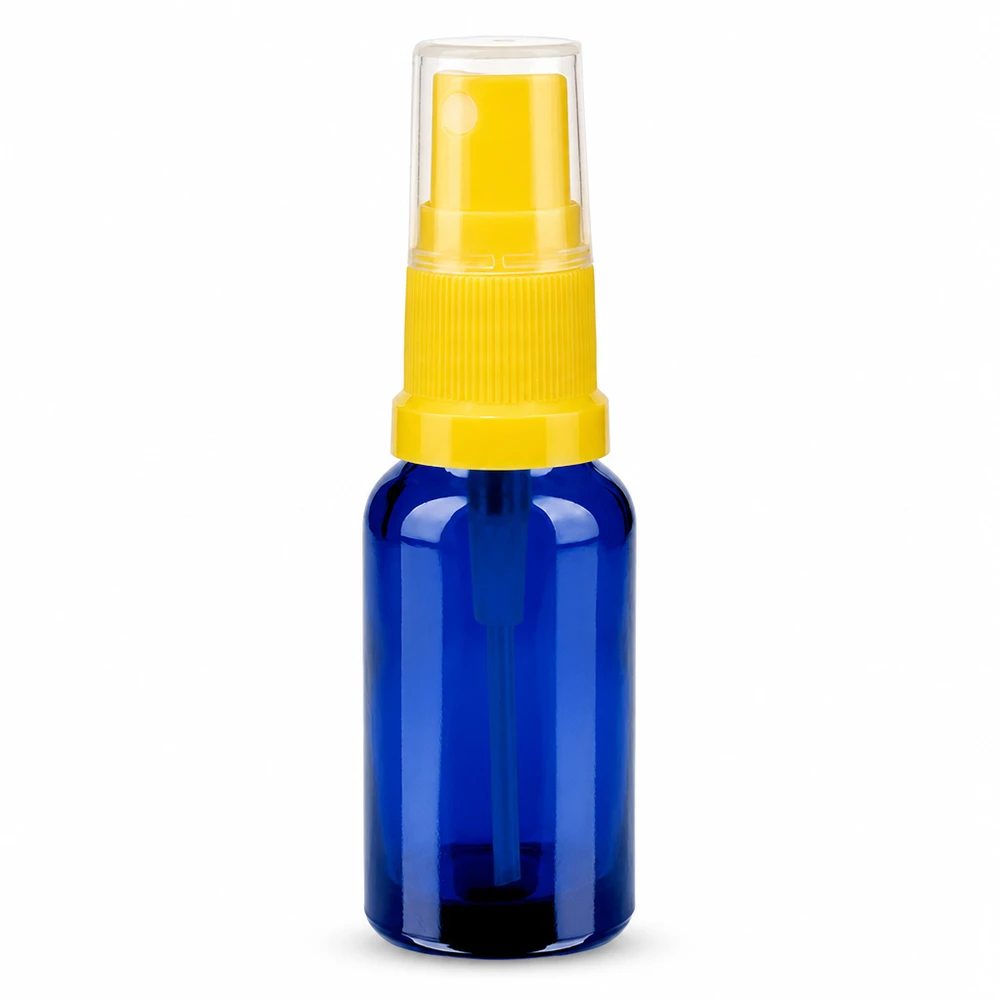 20ml suihkepullo sininen läpinäkyvä keltaisella suihkupäällä STD BlueLine UT18/20