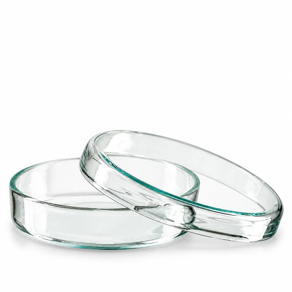 Lasi-petriastia, 70 x 15 mm, läpinäkyvä, tyhjä, valkoisella taustalla