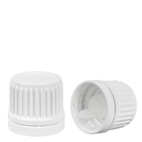 Tiputussuljin valkoinen 18mm sulkeminen väärentämisen estävästi. Tiputussuljin valkoinen 18mm sulkeminen väärentämisen estävästi.