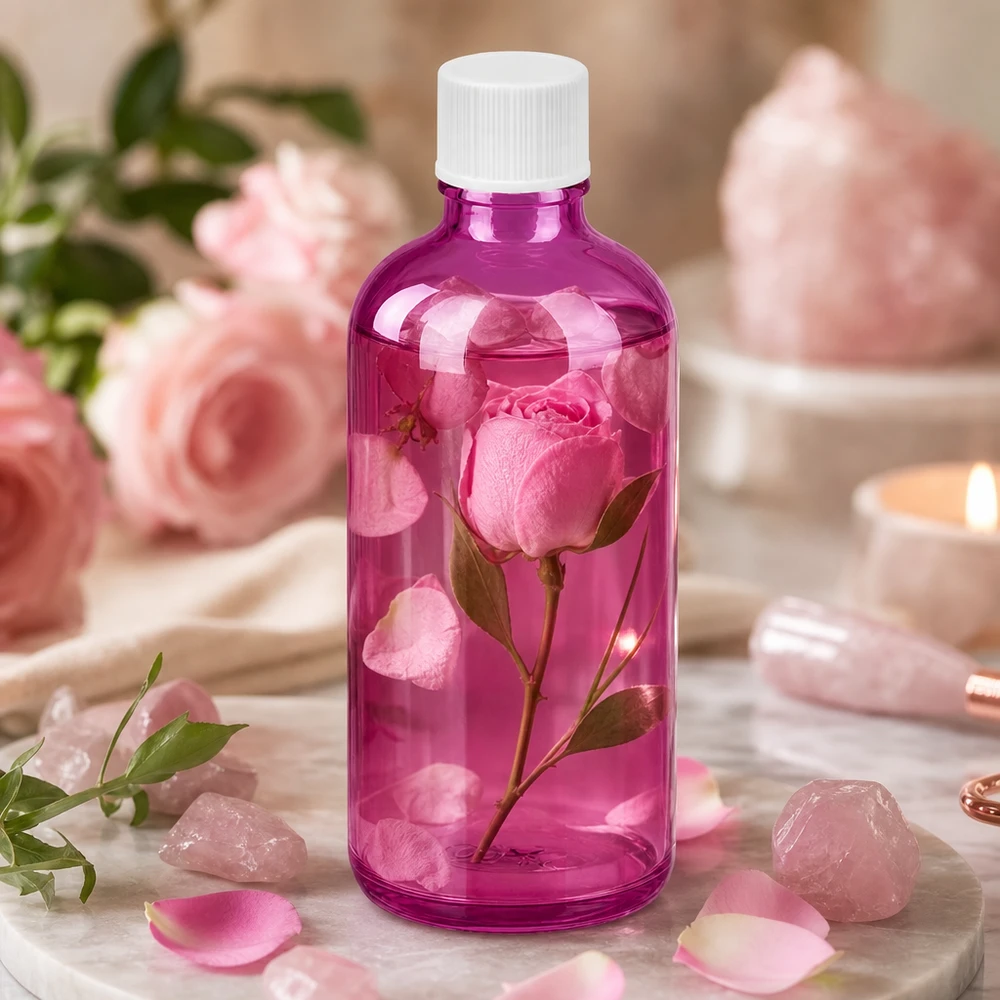 100ml pullo 11mm kierrekorkki valkoinen vakio PurpleLine UT18/100 Elegantti 100ml pullo violetilla ja valkoisella SV-korkilla laadukkaille kauneustuotteille.