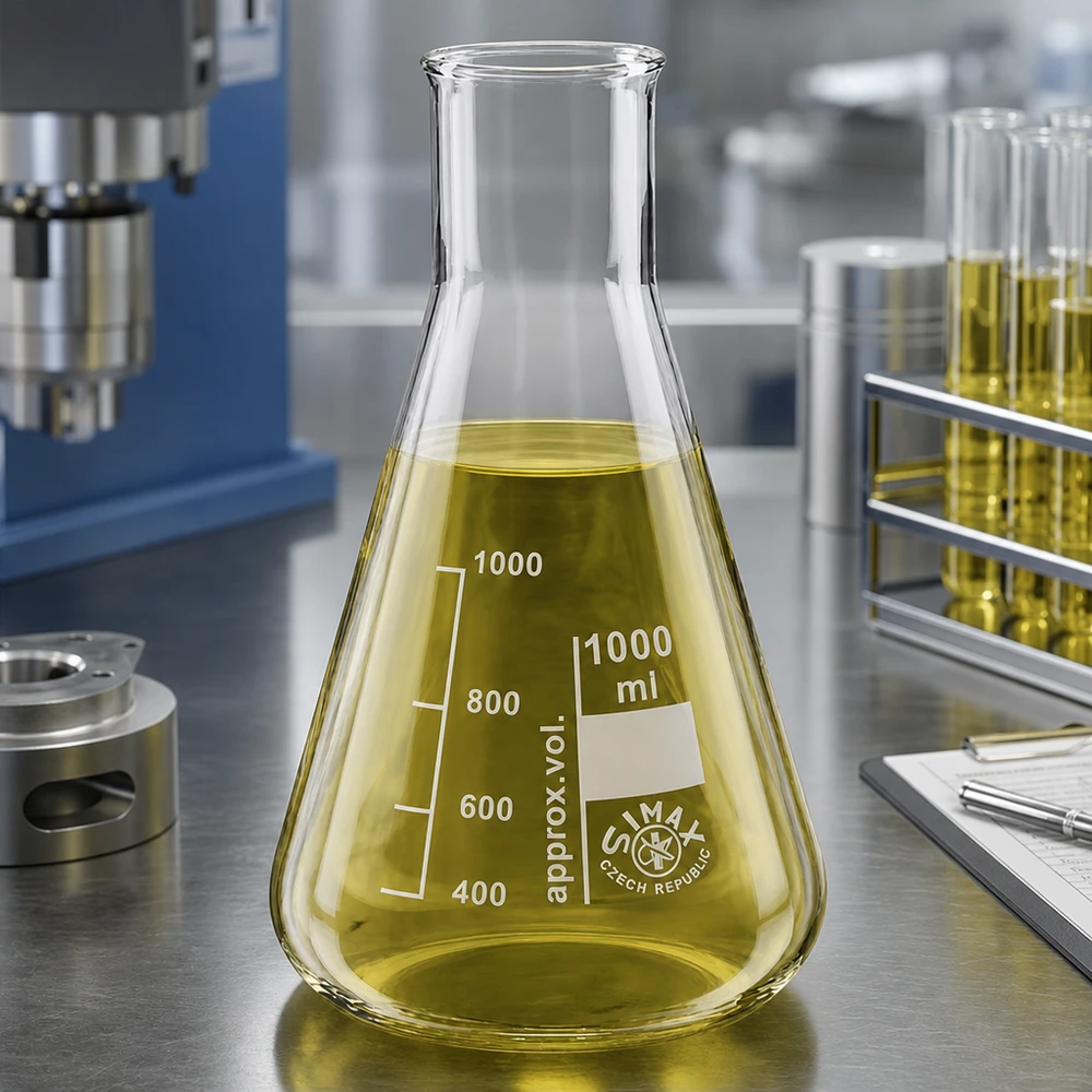 Erlenmeyer-pullo 300ml, jossa on leveä kaula ja kartiomainen muoto nesteiden optimaalista sekoittamista varten.