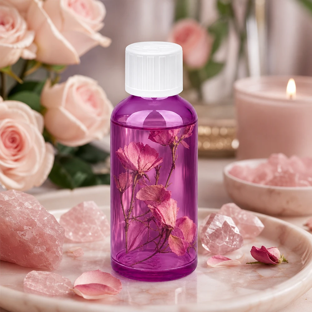 50ml apteekkipullo violetti läpinäkyvä, jossa on lapsiturvallinen korkki turvallista säilytystä varten.