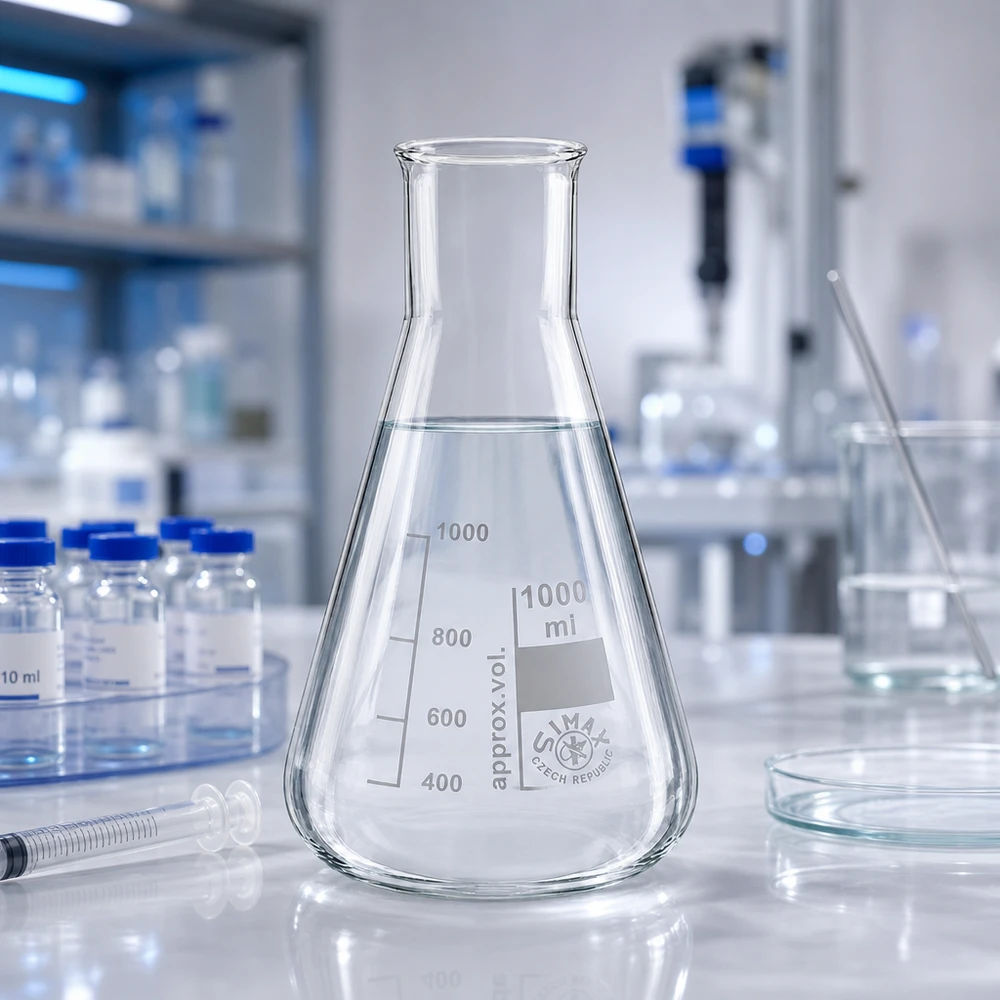 Erlenmeyer-pullo 1000ml leveä kaulaosainen