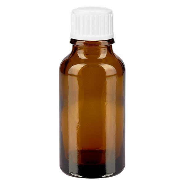Apteekkipullo ruskea 20ml ruuvikorkki valkoinen globen standardi Apteekkipullo ruskea 20ml ruuvikorkki valkoinen globen standardi