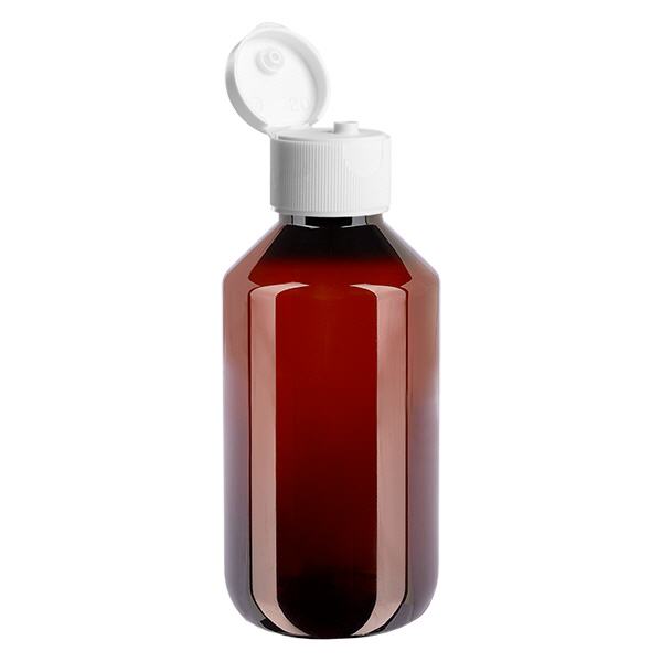 PET-pullo 200ml, jossa on valkoinen flip-top-korkki. PET-pullo 200ml, jossa on valkoinen flip-top-korkki.