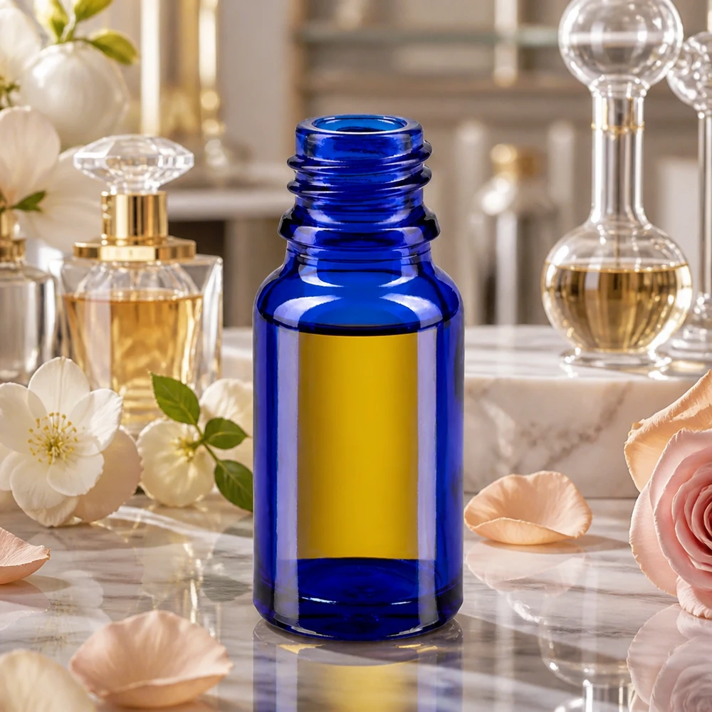 Tippapullo 10ml DIN 18 SININEN LASI 10ml tippapullo ApoGlas 10ml pullo, jossa on klassinen apteekin muoto tippojen ammattimaiseen säilytykseen.