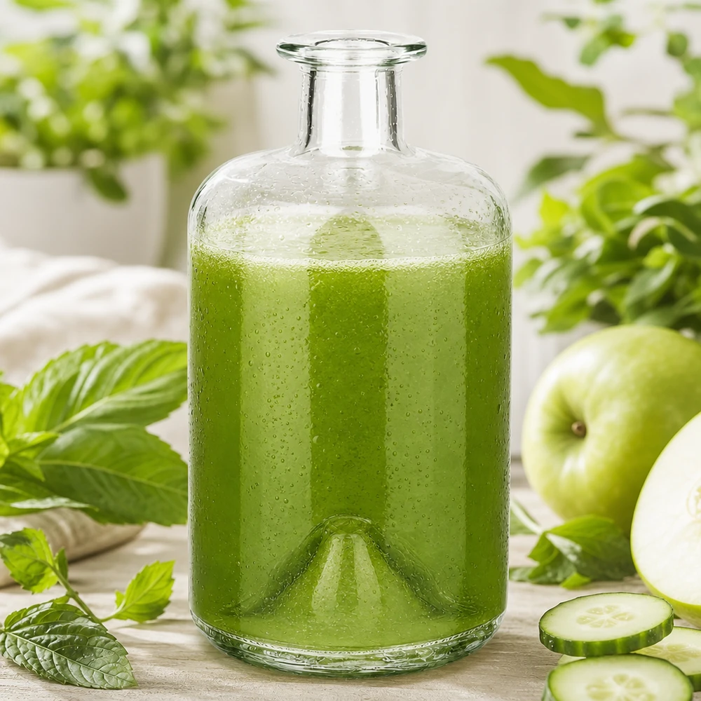 500ml lasipullo Sofia täynnä vihreää smoothie kurkkua omena minttu detox juoma apteekkipullo keittiöön
