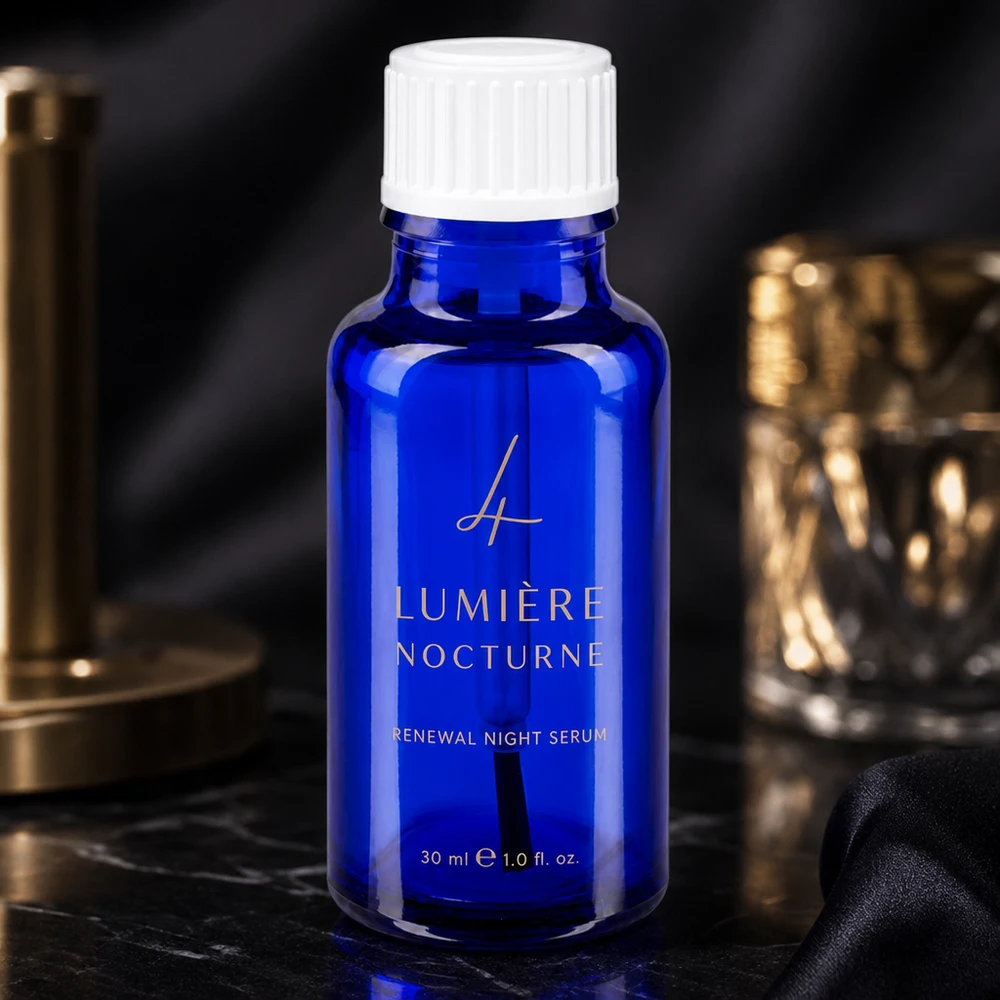 Apteekkipullo sininen 20ml ruuvikorkki valkoinen sivellinlaite Sininen apteekkipullo, 20 ml, kobolttilasia, valkoisella kierrekorkilla, mustalla marmorilla