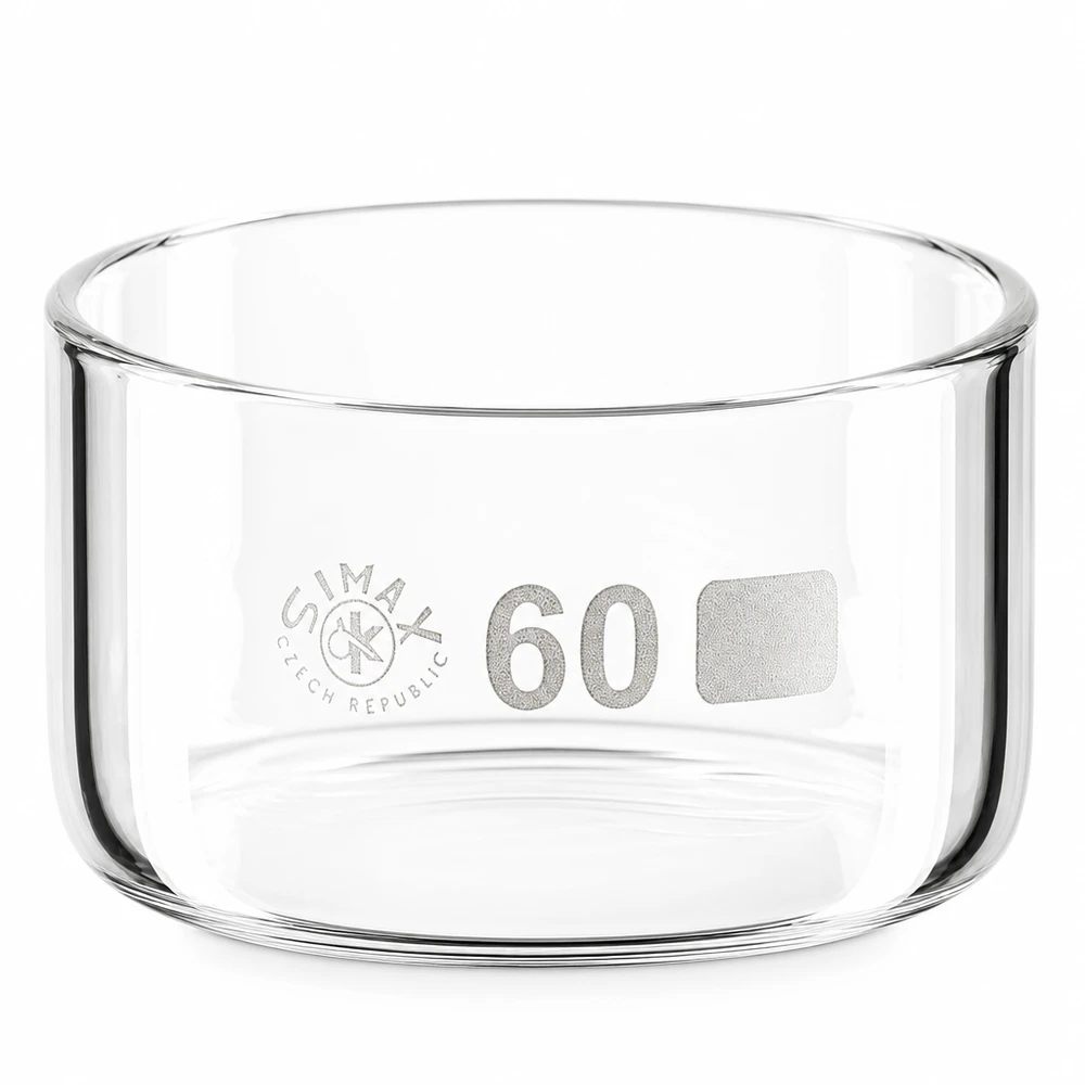Simax-kiteytysastia 60 ml, borosilikaattilasia, ilman kaatoaukkoa, sylinterimäinen muoto