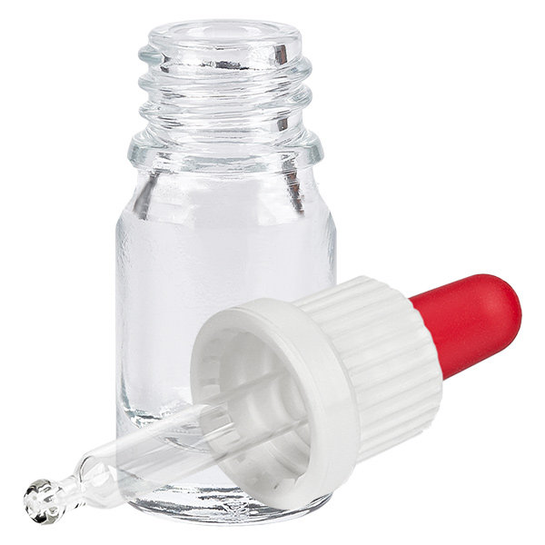 5ml pipettipullo valkoinen/punainen väärentämisen estävä korkki ClearLine UT18/5 5ml pipettipullo valkoinen/punainen väärentämisen estävä korkki ClearLine UT18/5