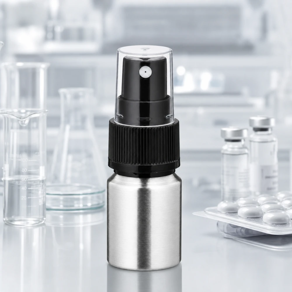 10ml alumiinipullo läpinäkyvällä suihkupäällä - tarkka annostelu hajuvesille ja eteerisille öljyille.