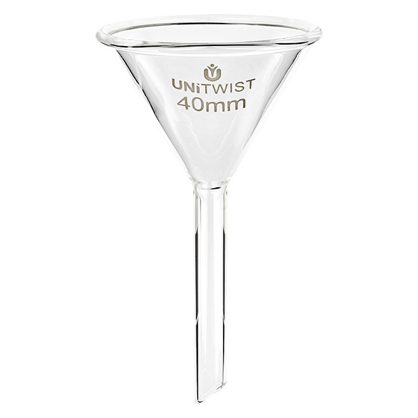 Lasisuppilo ø40mm borosilikaatti UNiTWIST