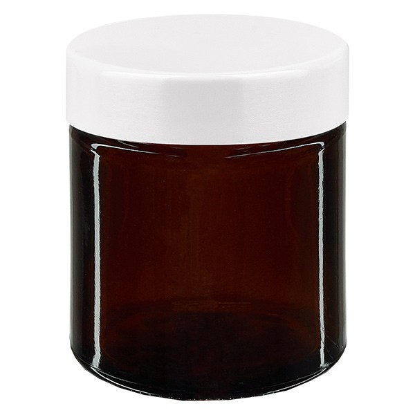 30ml lasipurkki. ruskea, valkoisella bakeliittikannella ApoGlas