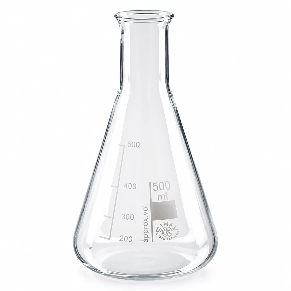 Erlenmeyer-pullo 500ml kapeakaulainen, borosilikaattilasista valmistettu laboratoriosovelluksia varten