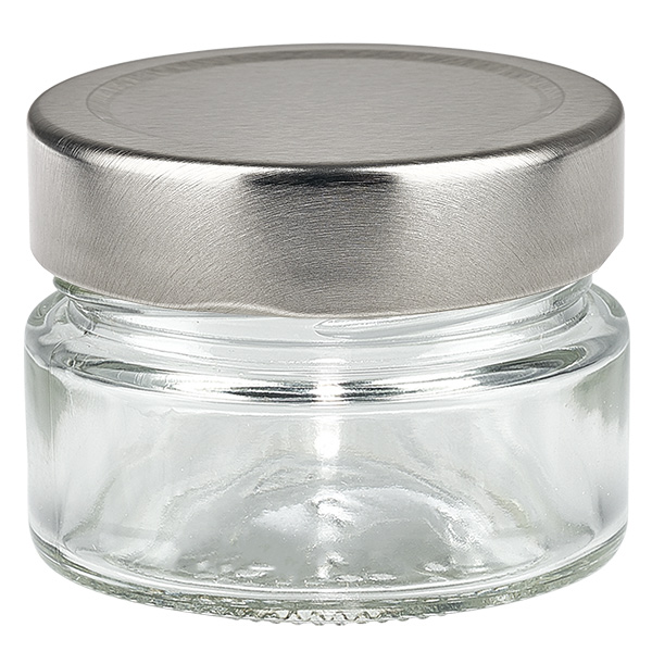 80ml pyöreä purkki + BasicSeal-kansi hopea syvä UNiTWIST