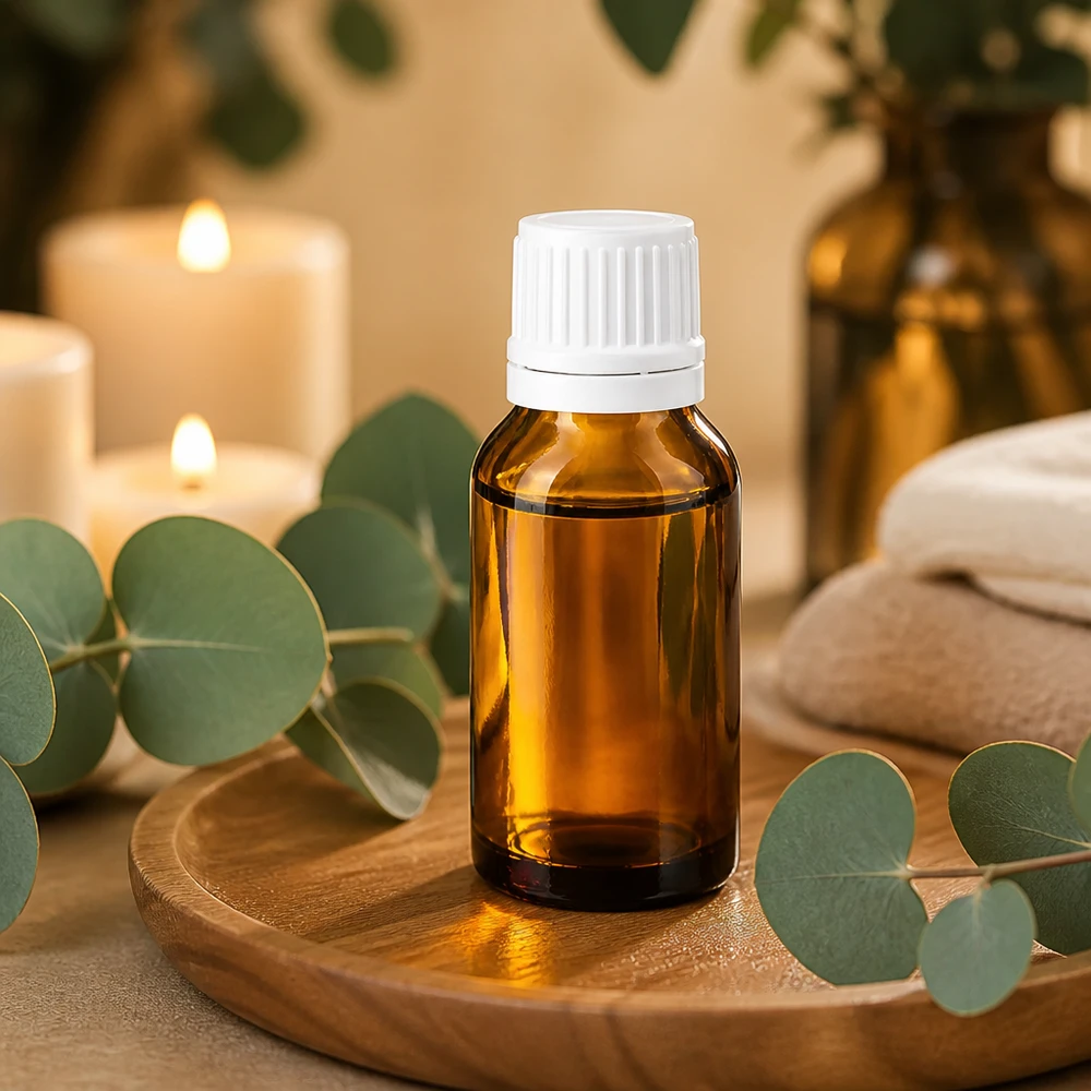 Apteekkipullo ruskea 30ml ruuvikorkki valkoinen peukalointisuojattu korkki 30 ml:n ruskea lasipullo, jossa on valkoinen lapsiturvallinen korkki eteerisille öljyille