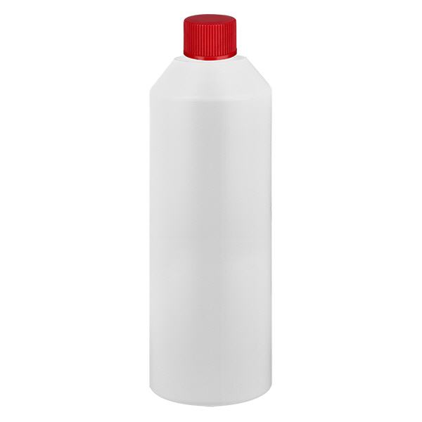 Apteekkipullo HDPE 250ml valkoinen, punaisella ruuvikorkilla varustettu Apteekkipullo HDPE 250ml valkoinen, punaisella ruuvikorkilla varustettu