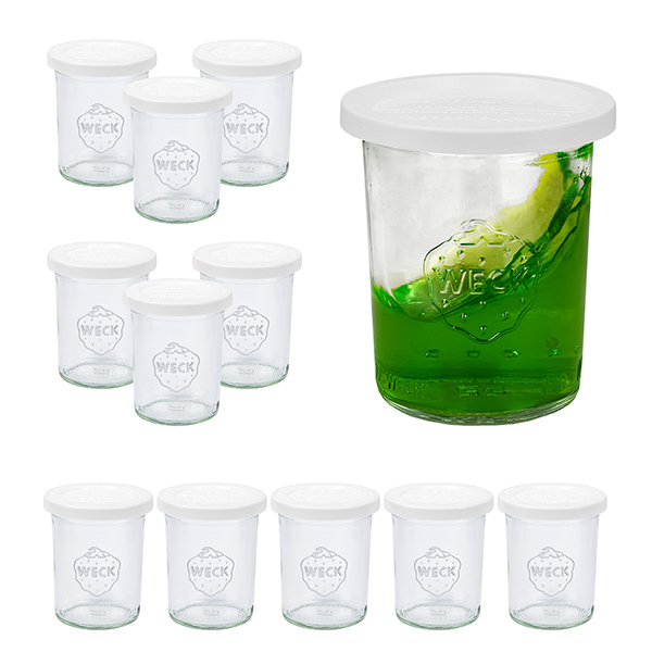 12 kpl Weck 160 ml:n juomalaseja, joissa on 12 klemmarikantta. 12 kpl Weck 160 ml:n juomalaseja, joissa on 12 klemmarikantta.