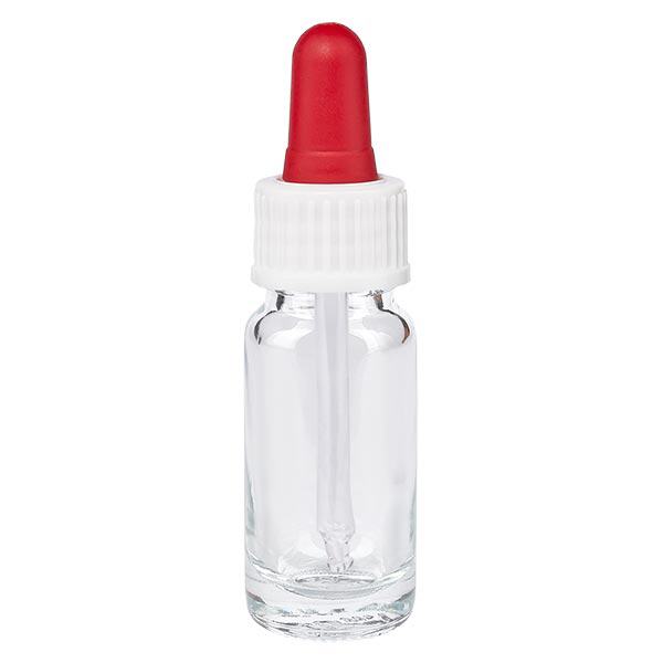 Apteekkipullo kirkas 10ml pipettipullo valkoinen/punainen standardi Apteekkipullo kirkas 10ml pipettipullo valkoinen/punainen standardi