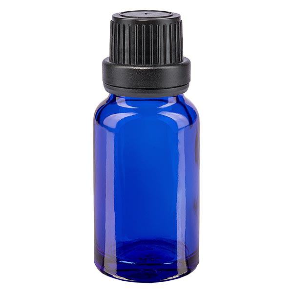 Apteekkipullo sininen 10ml ruuvikorkki musta sinetöivä insertti peukaloinninesto sulkeminen Apteekkipullo sininen 10ml ruuvikorkki musta sinetöivä insertti peukaloinninesto sulkeminen