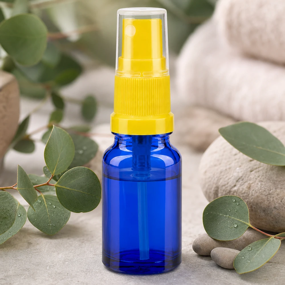 10ml suihkepullo keltainen/läpinäkyvä vakiokorkki BlueLine UT18/10 Kätevä 10 ml:n lasinen suihkepullo, jossa on keltainen sumutin tarkkaa annostelua varten BlueLine UT18 10