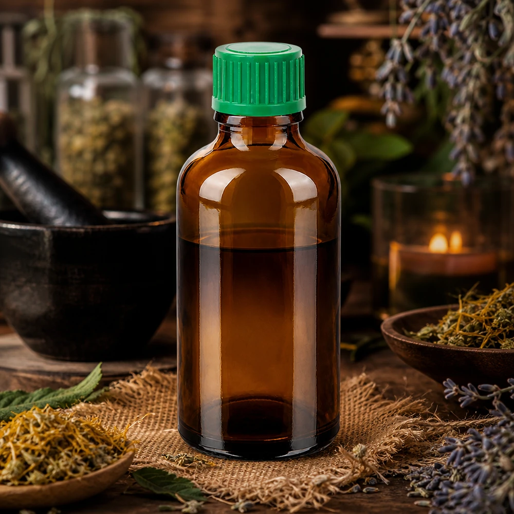 50ml lasipullo BrownLine ihanteellinen yrttitinktuureihin ja aromaterapiasovelluksiin.