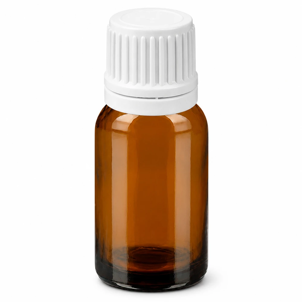 10ml tippapullo 0.7mm valkoinen väärentämisen estävä sulkeminen BrownLine UT18/10 10ml tippapullo ruskea valkoisella korkilla tarkkaa annostelua varten.