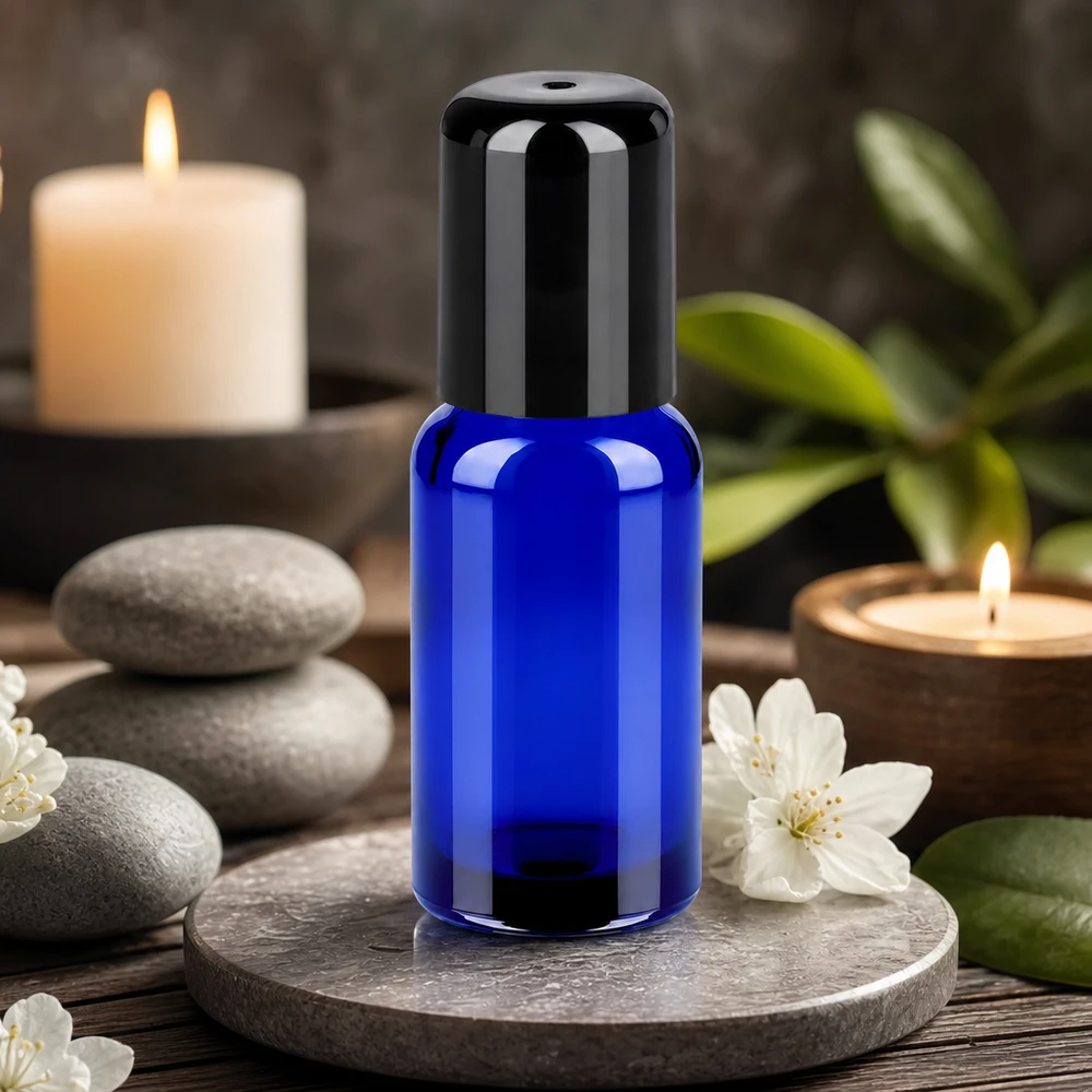 STD BlueLine Roll-On pullo 20ml koboltinsininen, musta UT18/20-korkki liikkuvaan käyttöön.