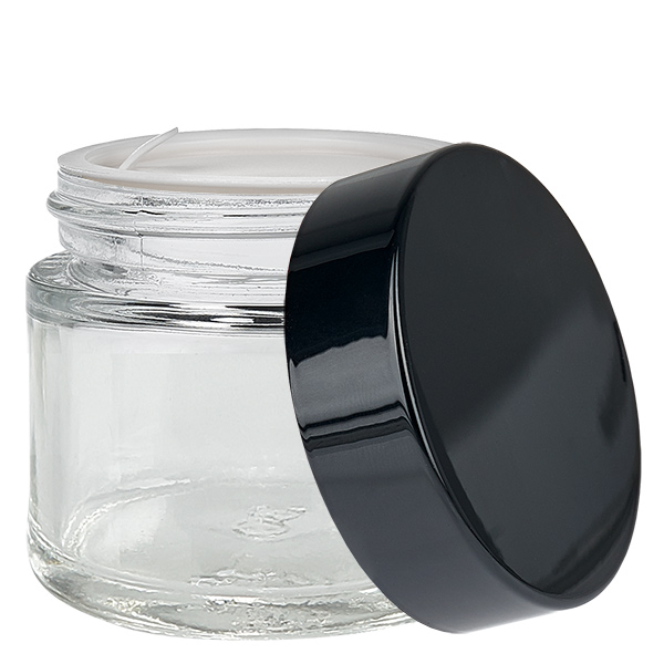 Lasipurkki 60ml kirkas, jossa UNiTWIST-insertti kansi. Lasipurkki 60ml kirkas, jossa UNiTWIST-insertti kansi.