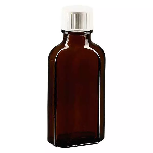 50 ml Meplatin ruskea ruuvikorkki, jossa on kaaderengas.
