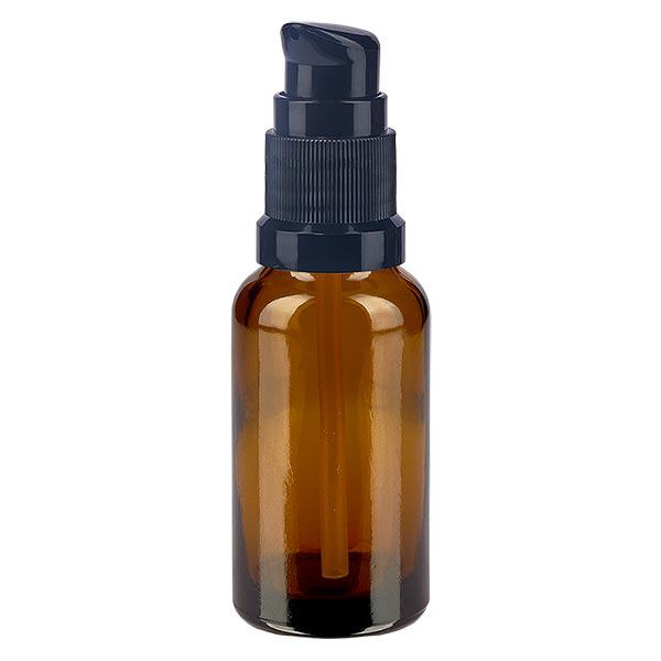 Apteekkipullo ruskea 20ml pumppukorkki musta standardi Apteekkipullo ruskea 20ml pumppukorkki musta standardi