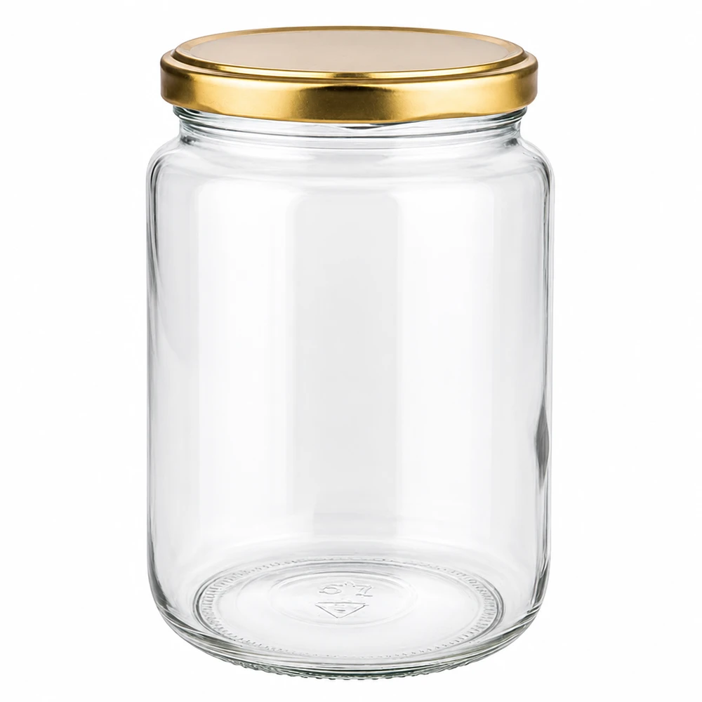 795ml pyöreä purkki BasicSeal-kannella kultainen UNiTWIST UNiTWIST 795ml pyöreä purkki kultaisella BasicSeal UNiTWIST-kannella - tyhjä kirkkaasta lasista valmistettu säilöntätölkki säilöntään