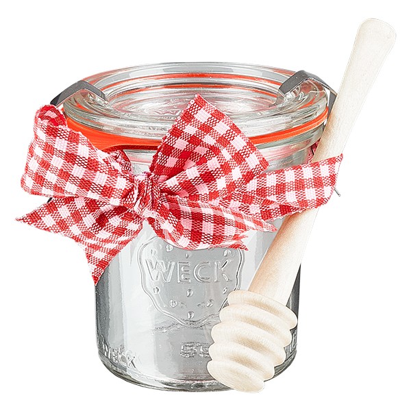WECK mini tulppaanipurkki 140ml, jossa on hunajalusikka.