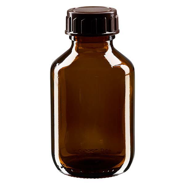 100ml lääkepullo ruskea, jossa korkki ruskea ApoGlas 100ml lääkepullo ruskea, jossa korkki ruskea ApoGlas